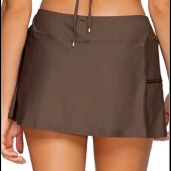 NWT Roxanne expresso brown swim suit bottom with built in skirt 12 - Picture 2 of 7